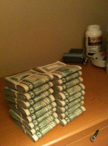 stacks of money - big stacks of money. i'm ballin!!!