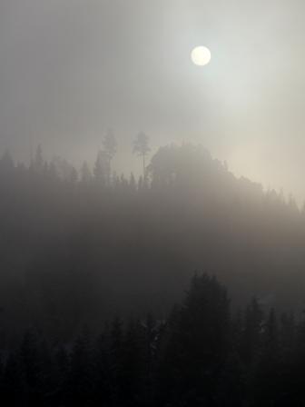 The sun through fog - The sun through a foggy haze, a picture that just happened