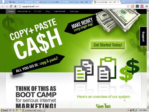make extra money - screen shot of Copy+paste cash