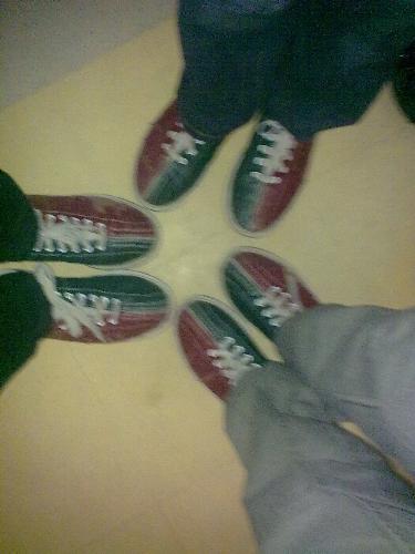 Bowling bonding - Us with our bowling shoes!