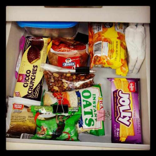 Food in my drawer - This food is always available. My bestfriend during the hard times :)