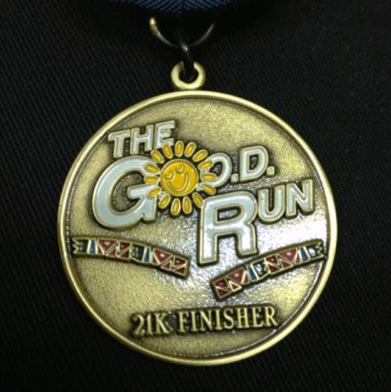My 21K Finisher Medal - Run a good 21K half-marathon for this very nice finisher medal.
The G.O.O.D. Run on March 24, 2013 Mandaue City.