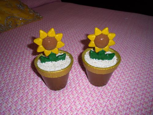 Sunflowers vases - Made in FIMO