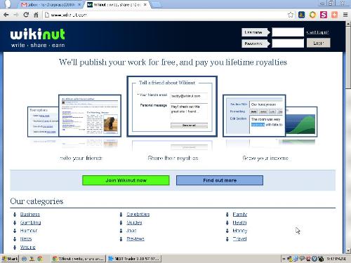 make extra money - screen shot of wikinut site
