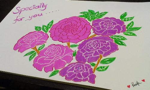 Hand drawn purple roses  - I drew this using colour pencils. 
