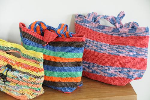 Plastic-made handbag - Crocheted hand bag from used plastic bag