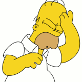 Facepalm! - Image of cartoon character Homer Simpson doing the face palm.