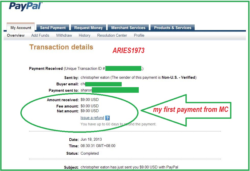 My first payment from MoraChat