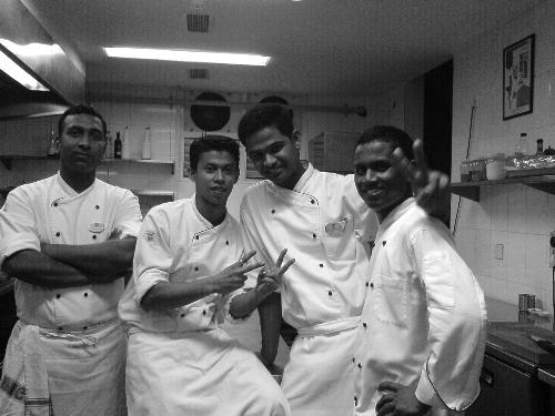 me second from left - kitchen