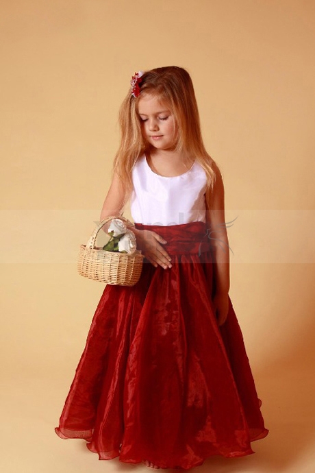 Burgundy Sleeveless Flower Girl Dress Accentuated with Pleats Burgundy Sleeveless Flower Girl Dress Accentuated with Pleats