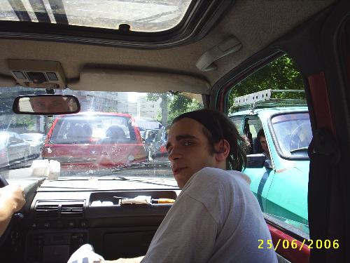 Me inside the car - This picture was taken in a Peugeot 205 while working. I said it before but i am gonna say it again. I LOVE THAT CAR.