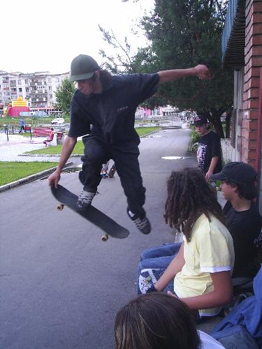 Skateboarding - Me in my home town, while having fun and skateboarding with my friends. That was a beautiful day.