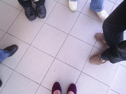 steping in - here is me and some college coleagues. actually our feet. mine are the purple ones.