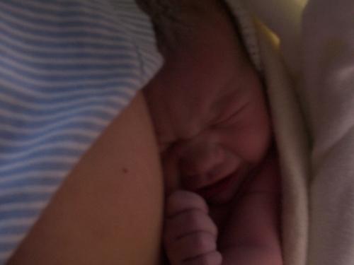 my first born as soon as the put her on me - my oldest as soon as i got her in my arms