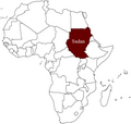Map of Sudan - This is a photo of the Map of Africa, showing Sudan in color. Darfur is located in Sudan. It is a nightmarish place where one of the worst genocides is taking place. Sudan is rife with unrest, civil war, rebellion, killings and famine.