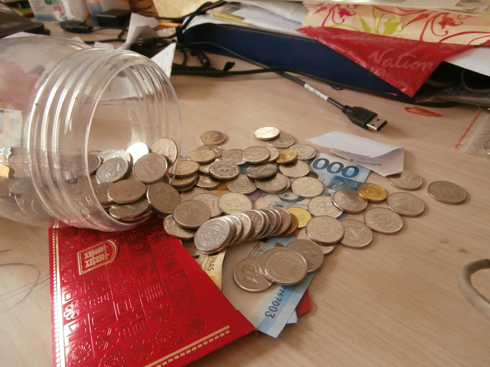 Coins and bills 