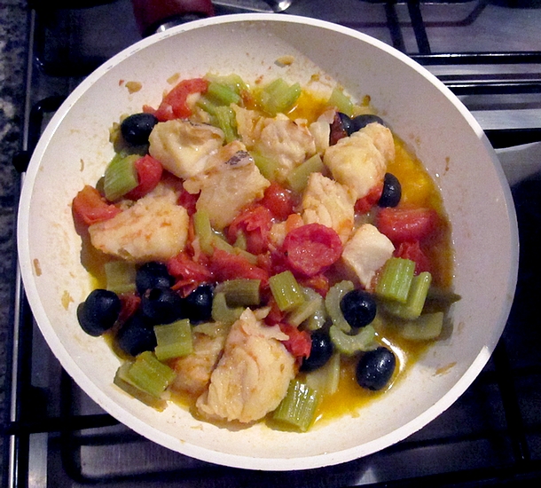 Cod With Tomatoes and Black Olives by @LadyDuck