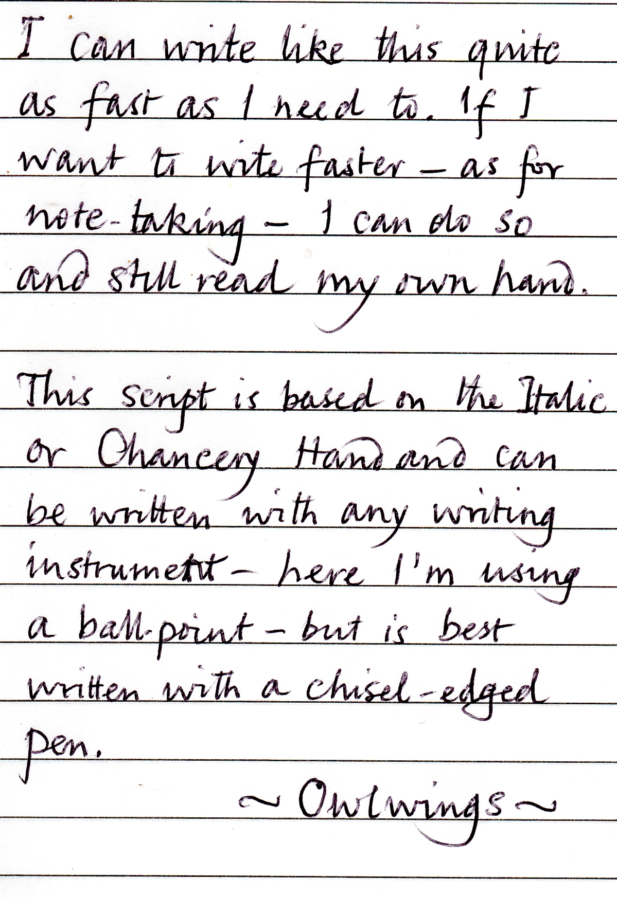 My normal handwriting