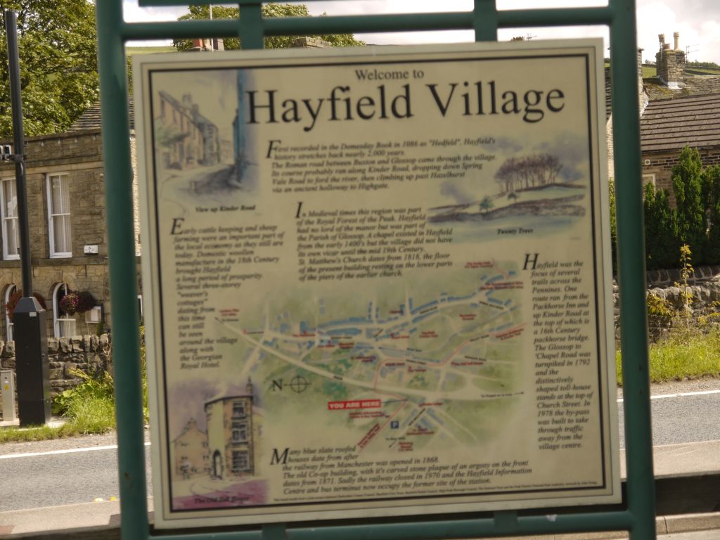 map guide to Hayfield Village, Derbyshire, taken by me