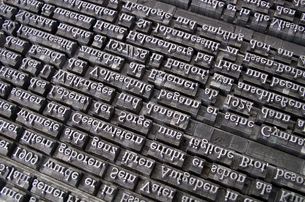 Typeset plate ready for printing (courtesy of Pixabay) Typeset plate ready for printing (courtesy of Pixabay)