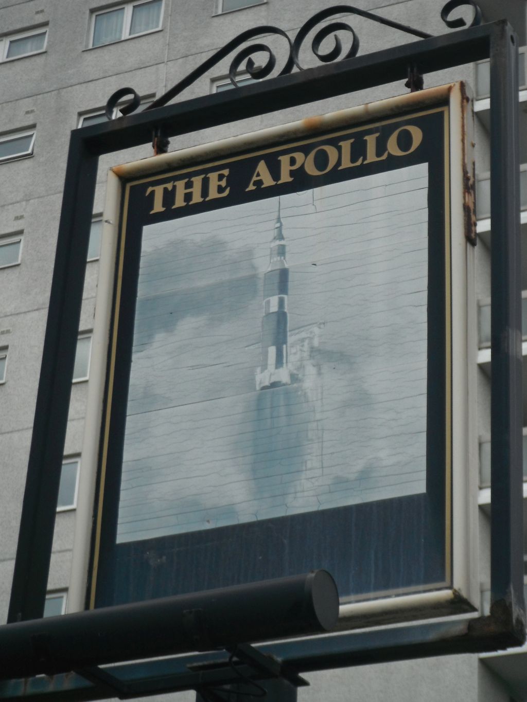 Photo – The Apollo pub sign, Miles Platting, Manchester, taken by me. 