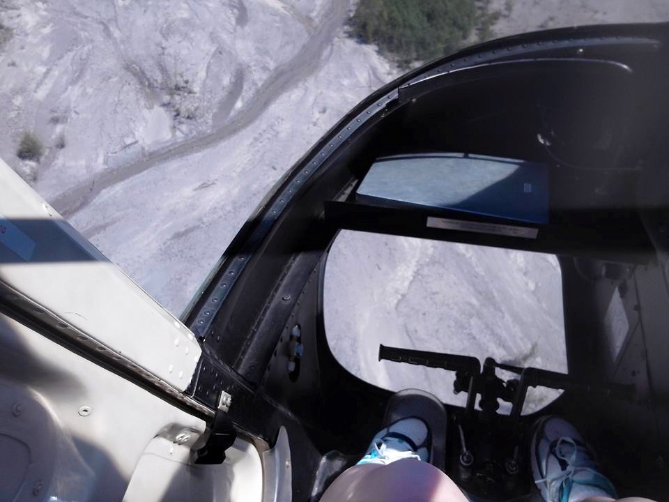Helicopter ride up to the summit of Mount Saint Helens, photo through the floor taken by me