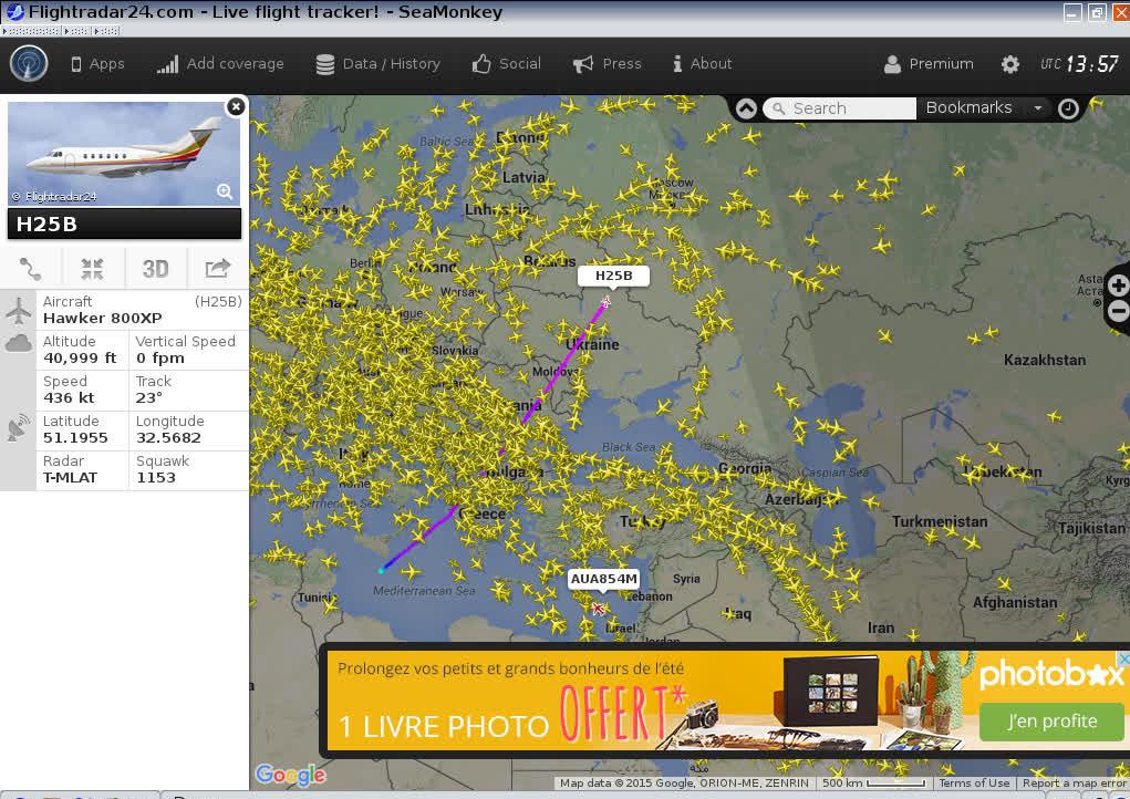 A private jet over Ukraine today