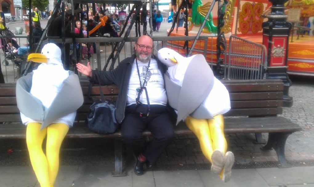 Photo taken by me – me with seagulls take by Carl Dyer Photo taken by me – me with seagulls take by Carl Dyer