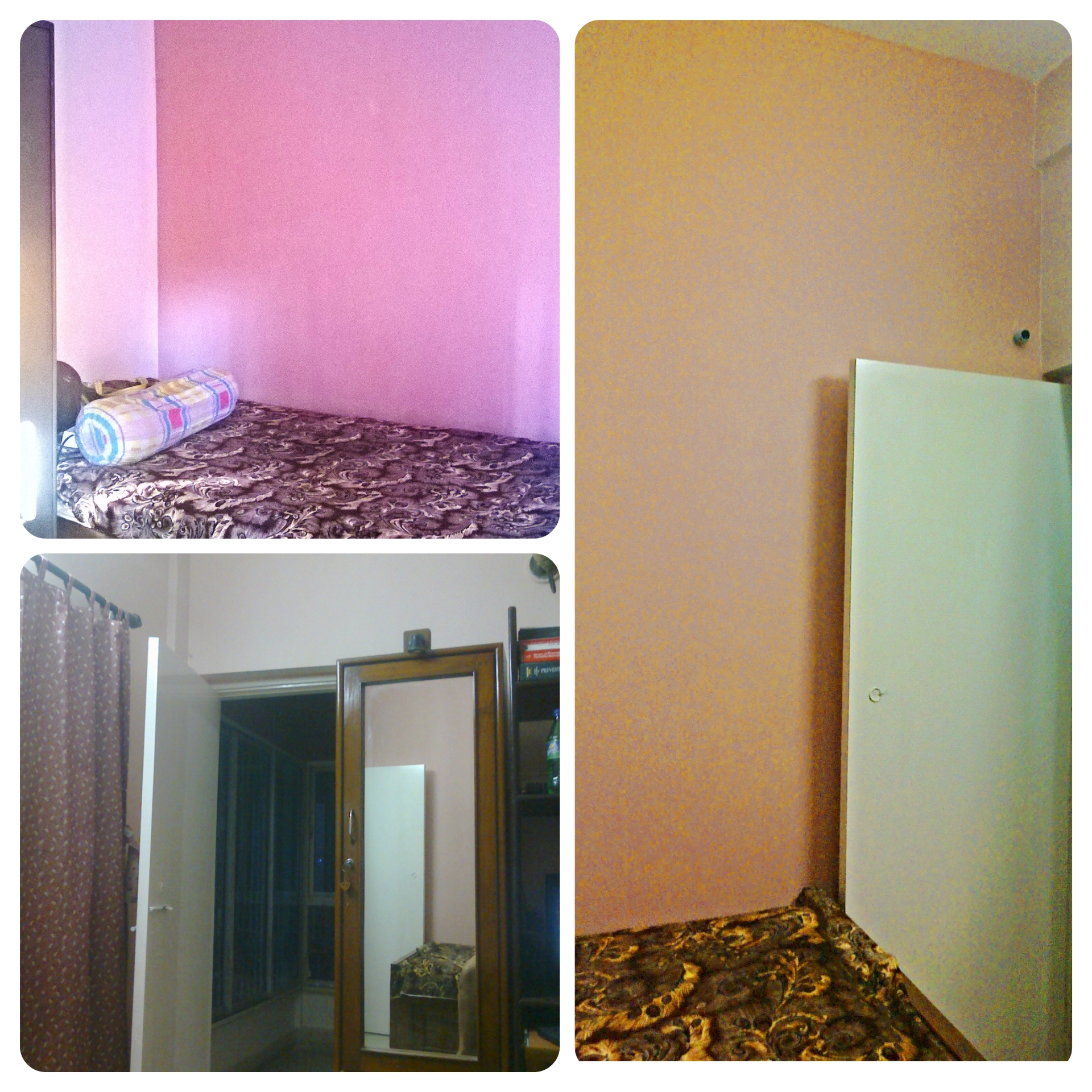 The lower image: taken from bed. The upper and the right images: taken from the entrance door. the other door you see in the right picture is the door to the balcony. The lower image: taken from bed. The upper and the right images: taken from the entrance door. the other door you see in the right picture is the door to the balcony.