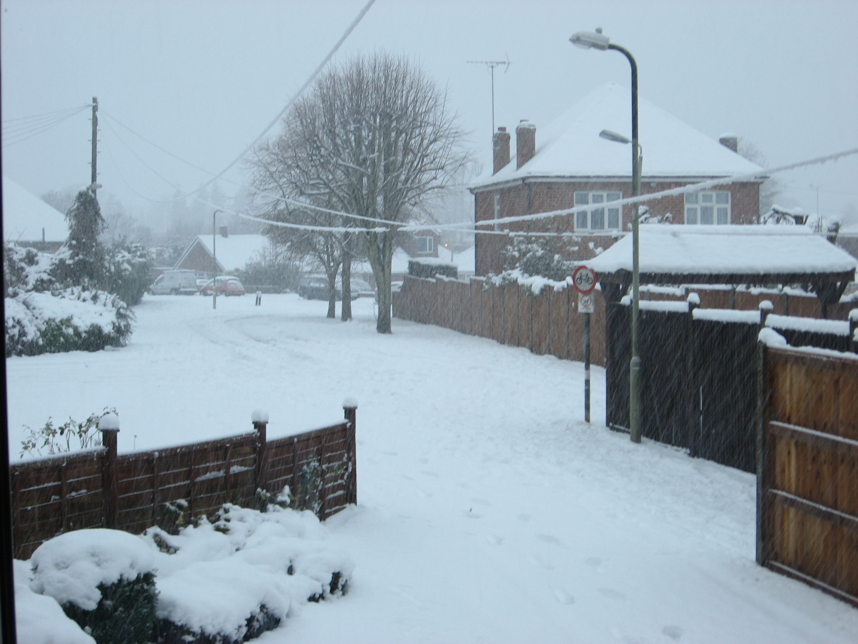 One of the rare occasions when there was notable snow in our road, January 2010.  Well, it seemed vaguely festive!