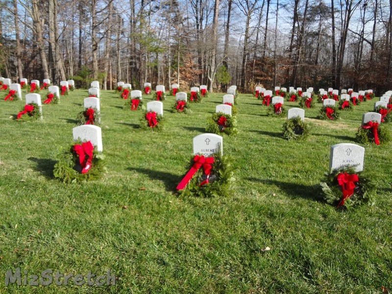 Wreaths at Quantico National Cemetery on 12/12/15.