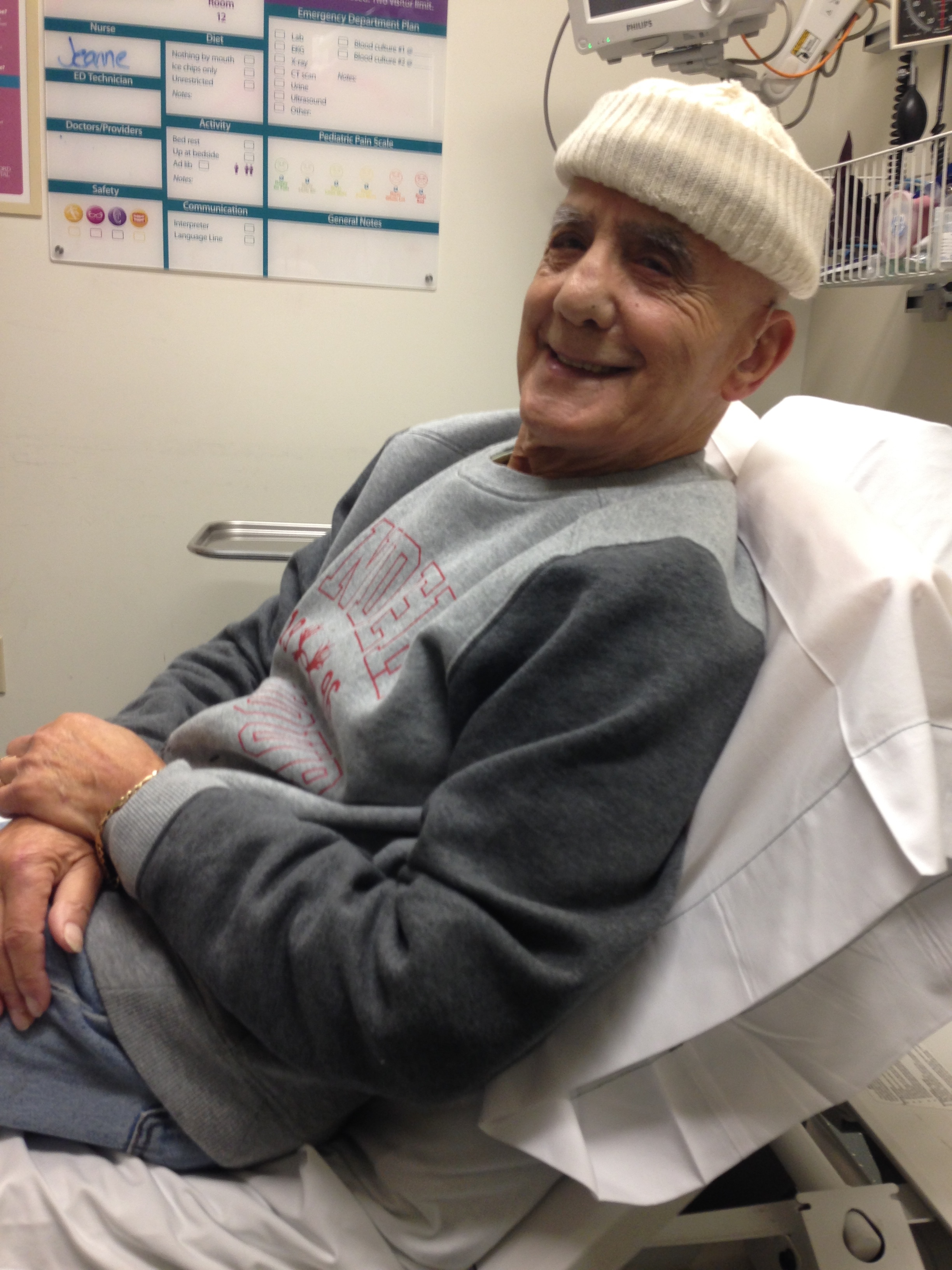 The photo is me at the ER
