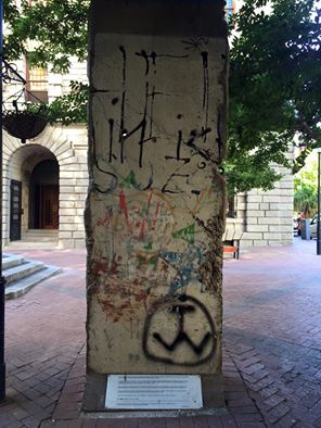 A piece of the Berlin Wall standing in Cape Town A piece of the Berlin Wall standing in Cape Town