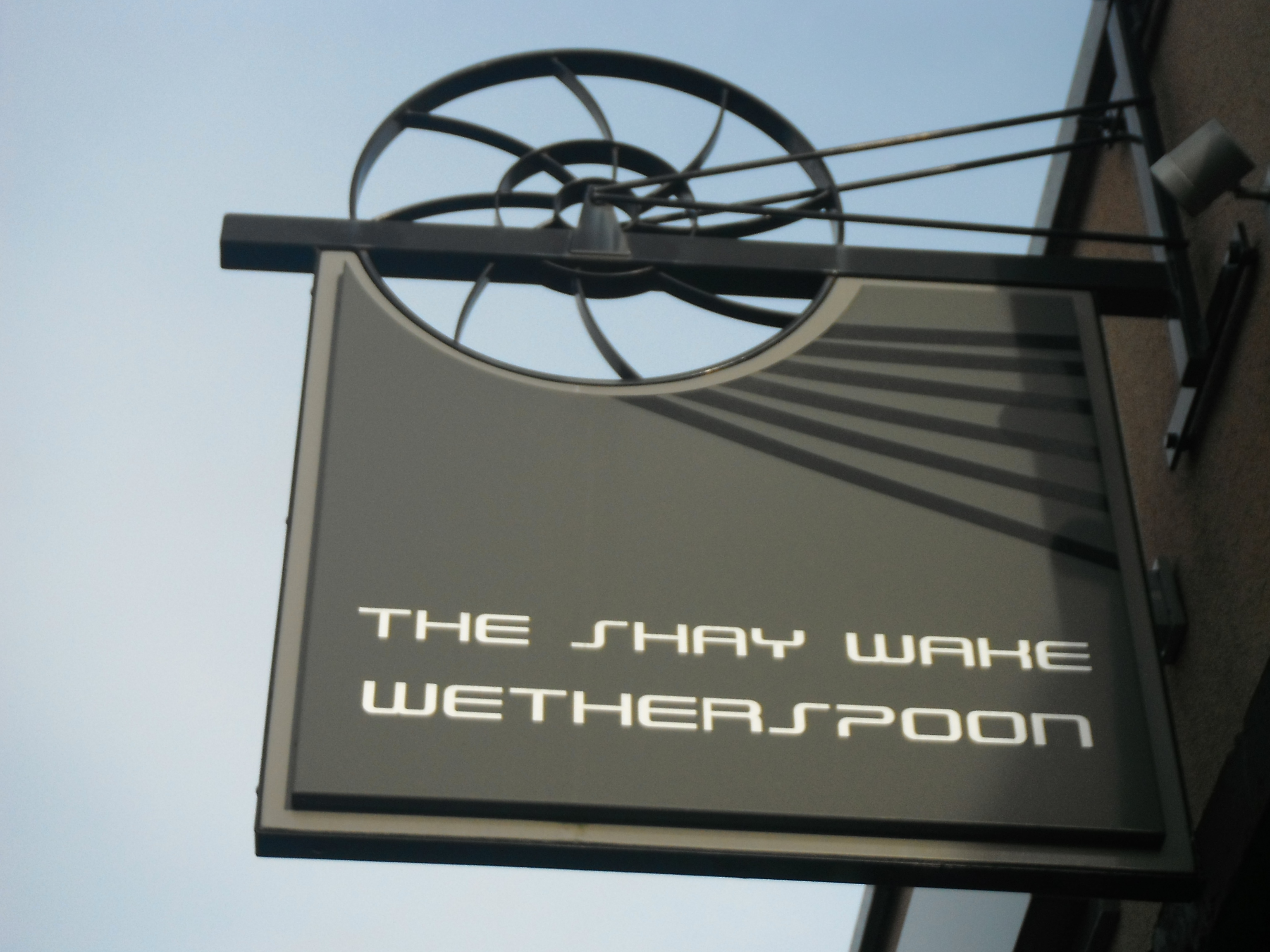 Photo taken by me – The Shay Wake pub sign, Shaw, Oldham 
