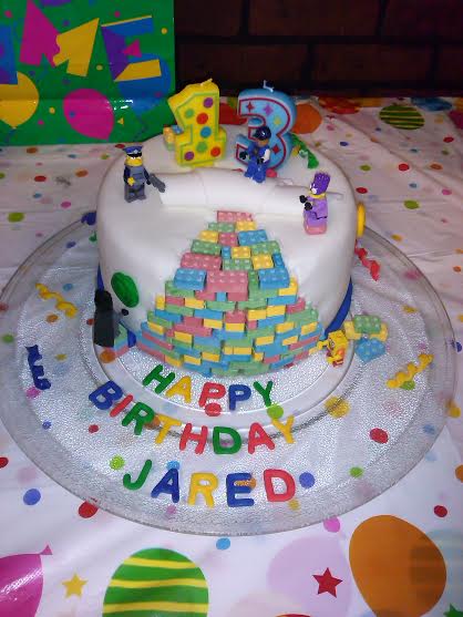 The lego cake at the surprise party