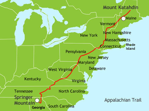 Appalachian Trail (map from Wikipedia commons)