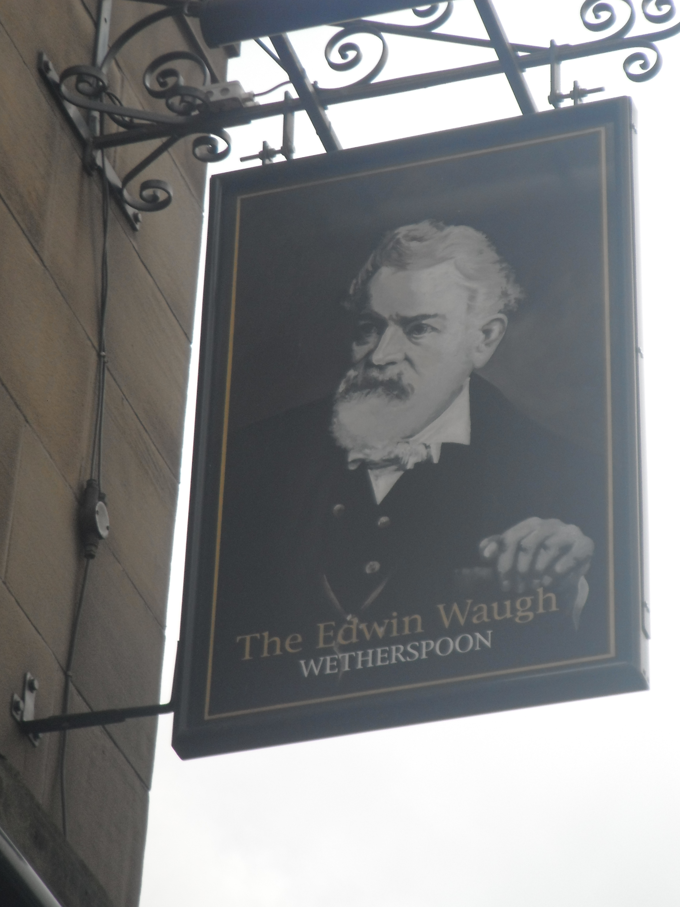 Photo taken by me - the Edwin Waugh inn sign, Heywood, Manchester 