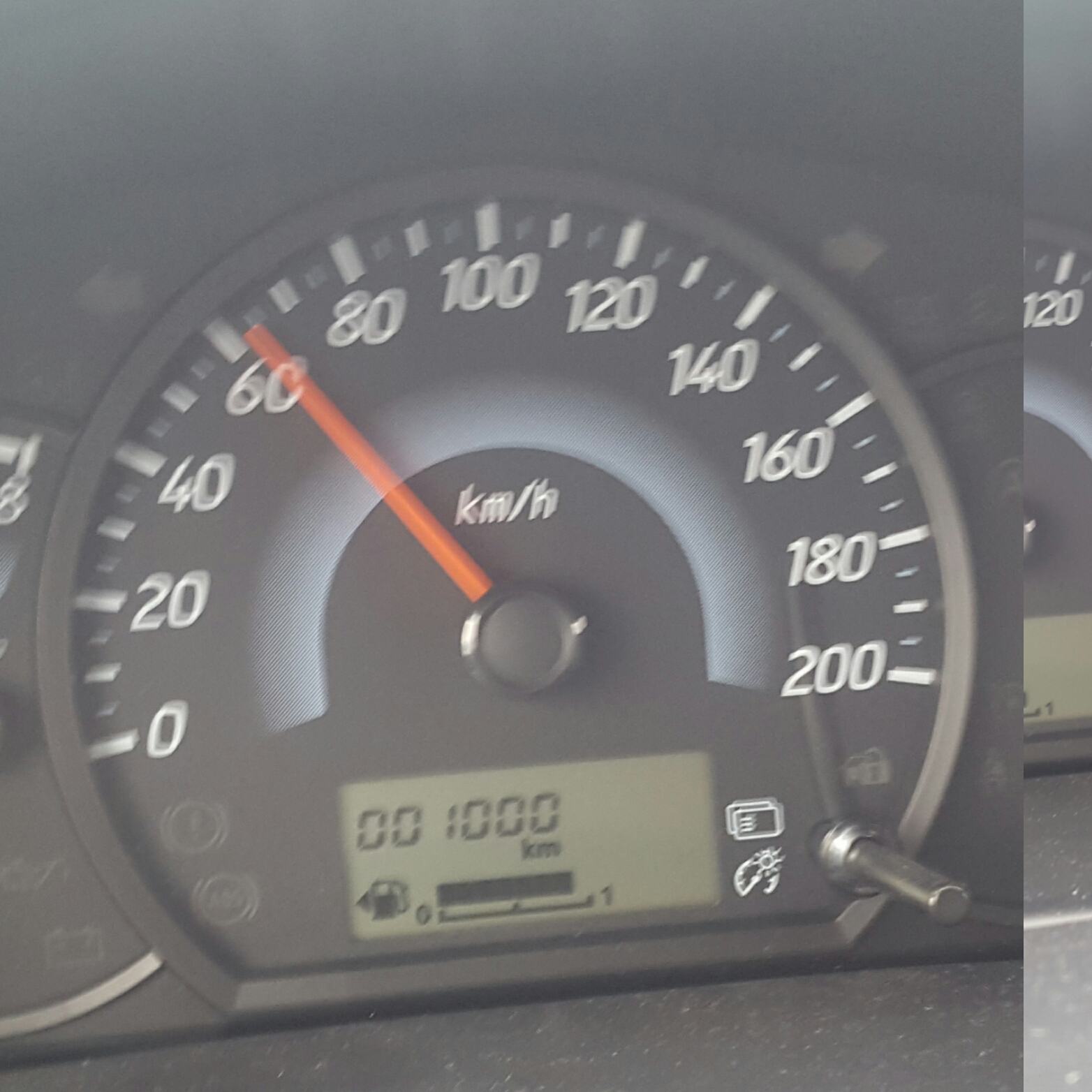 My odometer as it hit 1,000 kilometers My odometer as it hit 1,000 kilometers