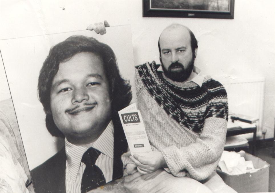 photo taken by a reporter - me and Goomradjie - the portrait on my bedroom shrine during my cult years 