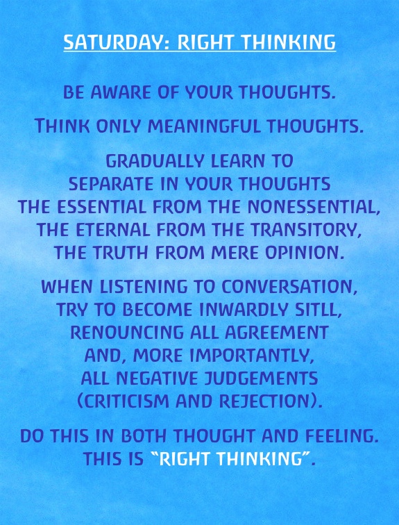 Saturday - right thinking Saturday - right thinking