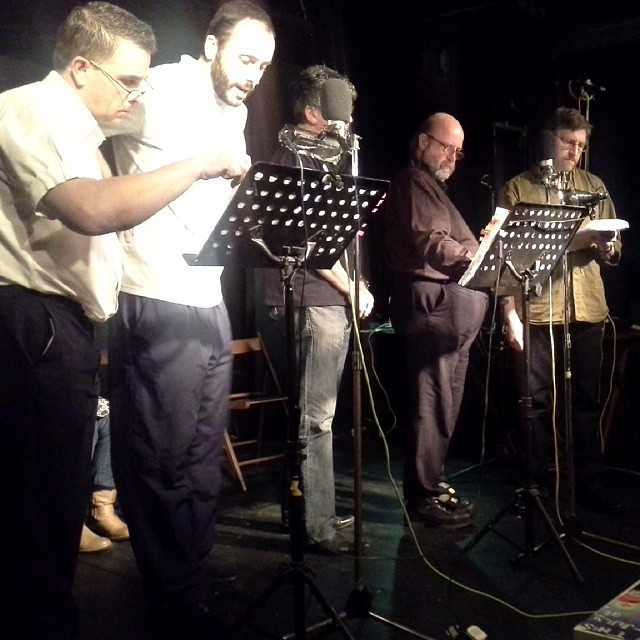 Photo taken by theatre staff – the cast of Wendigo Water, with me second in from the right. Photo taken by theatre staff – the cast of Wendigo Water, with me second in from the right.