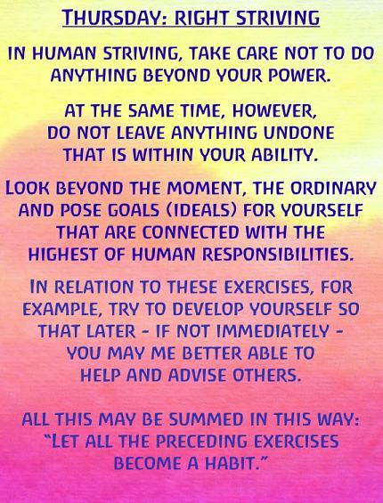 Thursday - Right Striving Thursday - Right Striving