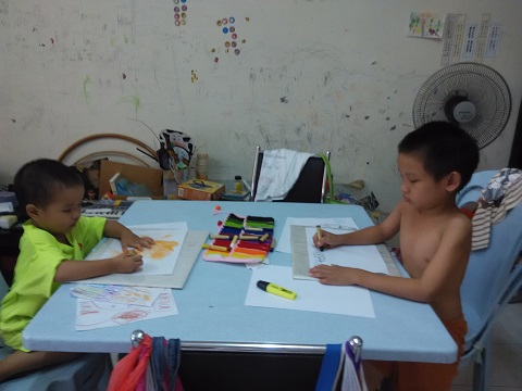 Kids' drawing session