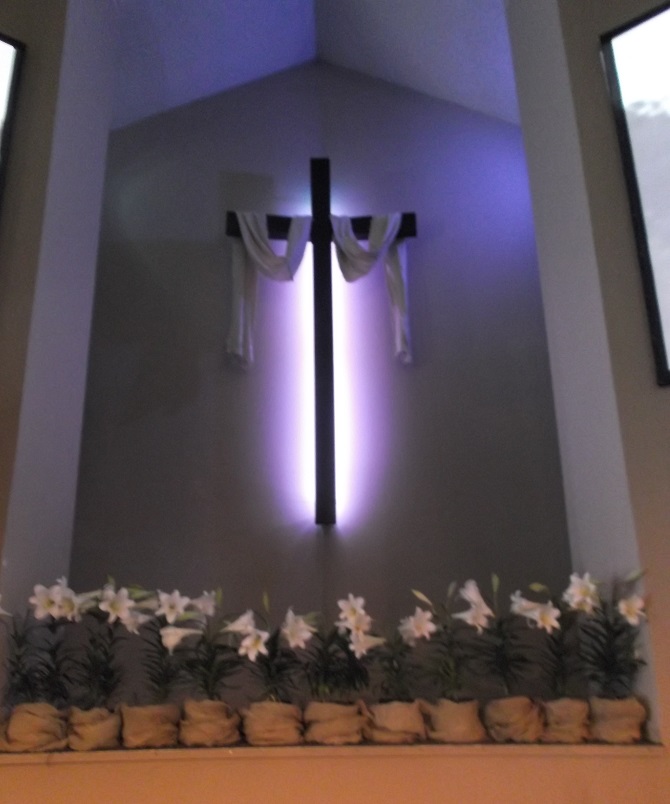 The cross in church at Easter--taken by me