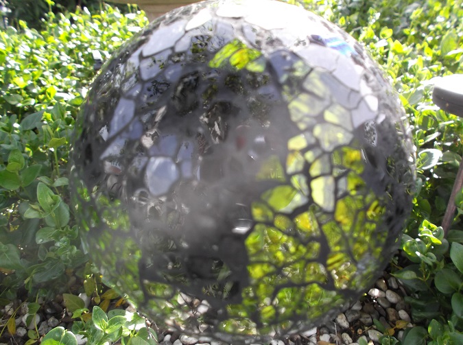 A "gazing ball" in my neighbor's yard A "gazing ball" in my neighbor's yard