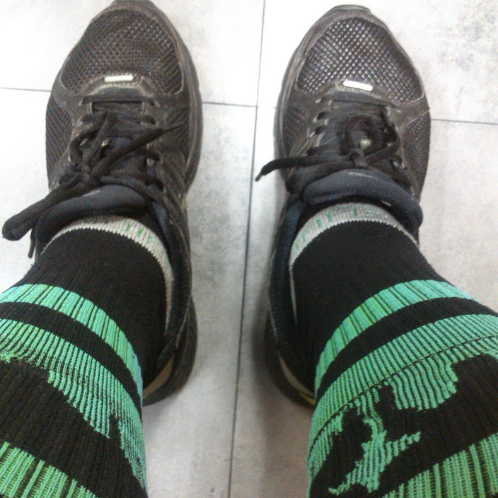 Photo is mine. My Nike Structure 16s and Strideline socks.