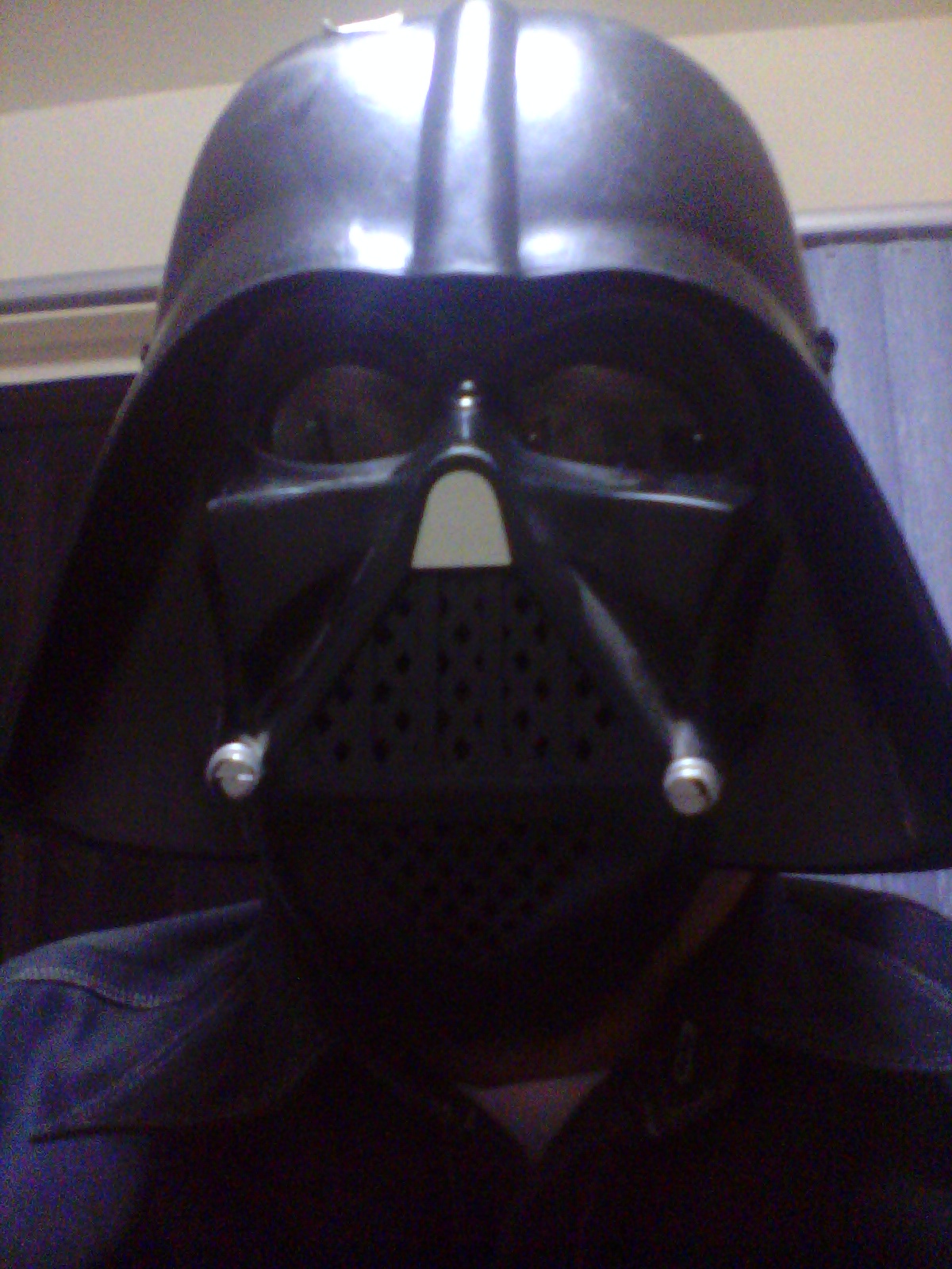 Photo is mine. Yours truly wearing my Darth Vader mask.