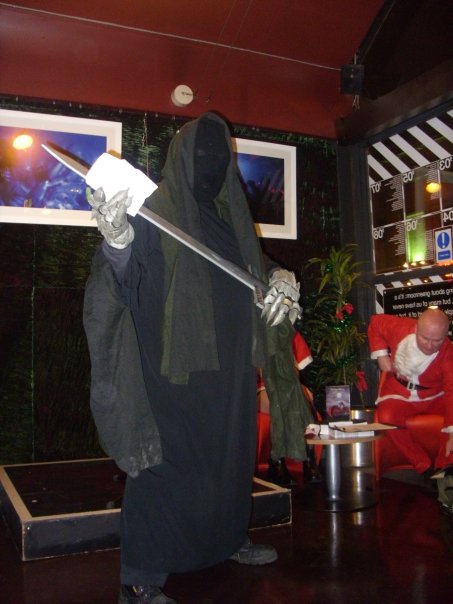 Photo taken by audience members – Me in my Nazgul cloak – doubles up as Death Photo taken by audience members – Me in my Nazgul cloak – doubles up as Death