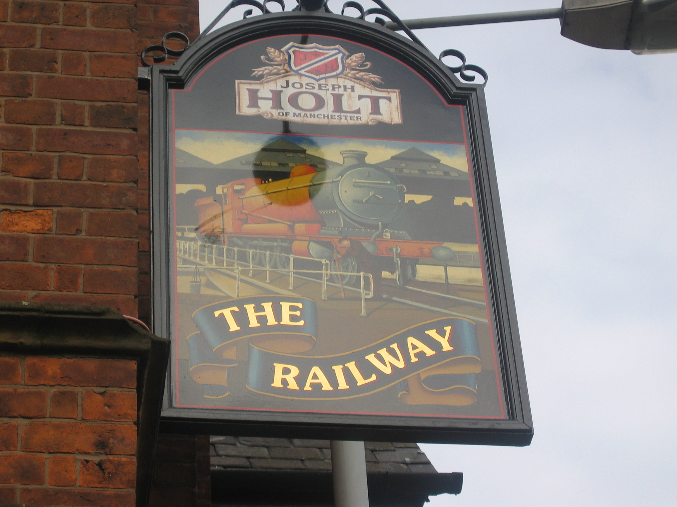 Photo taken by me – pub sign for The Railway Hotel, Newton Heath  – Manchester