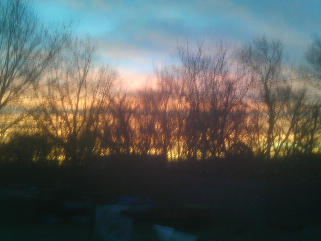 A sunset in winter. A sunset in winter.